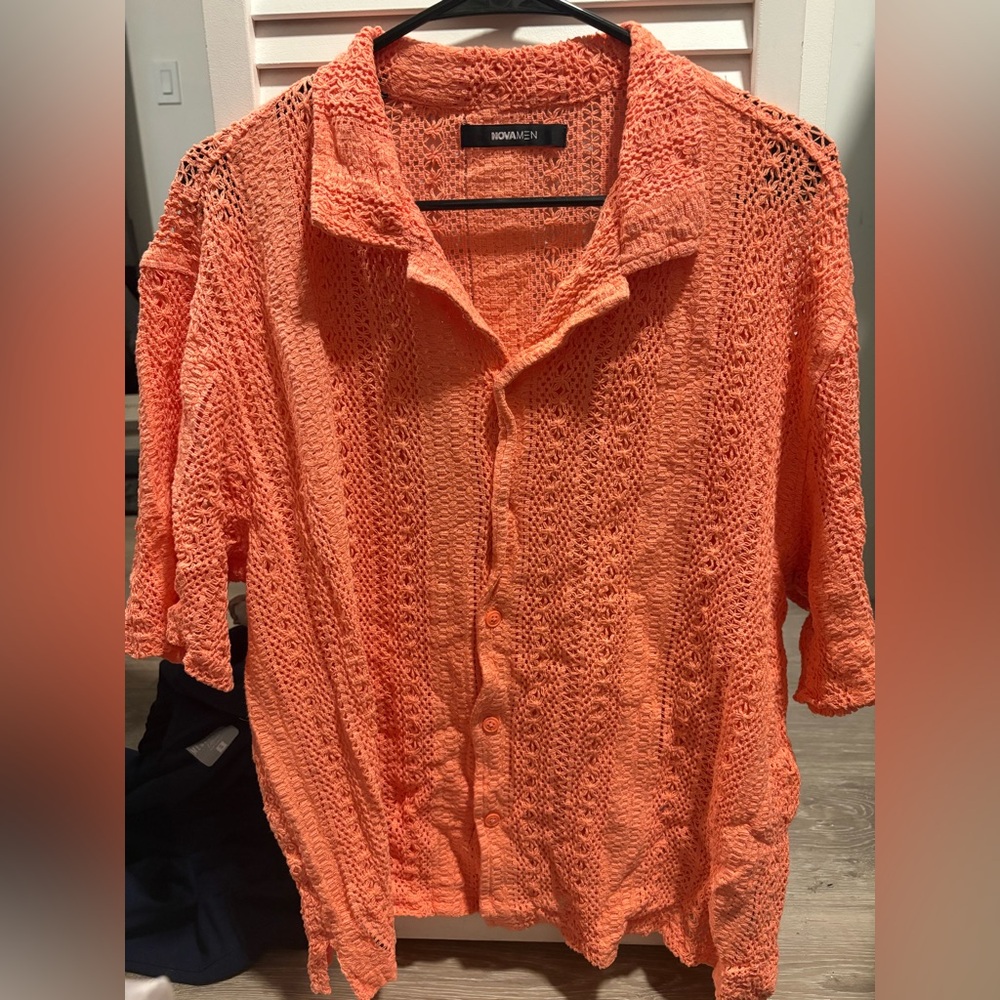 Men’s Salmon Crochet Top